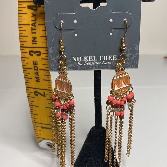 Colorful Beaded Drop Earrings - Picture 4 of 5